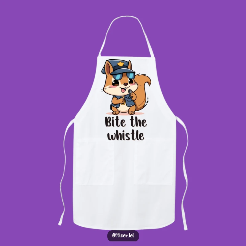 Funny Squirrel Officer Apron - Kitchen Duty with Determined Cheer & Humor