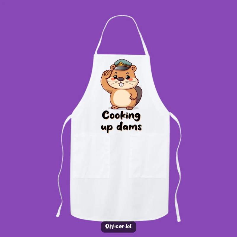 Funny Beaver Salute Apron: Determined Chef Style - Hilarious Kitchen Gag Gift