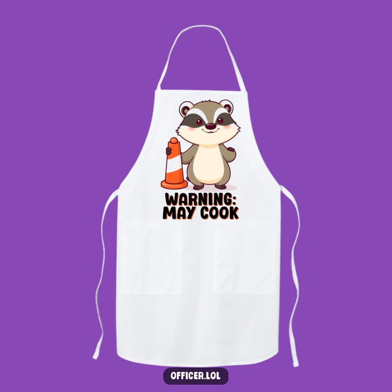 Funny Apron: Determined Badger with Traffic Cone - Cook with Pride & Humor