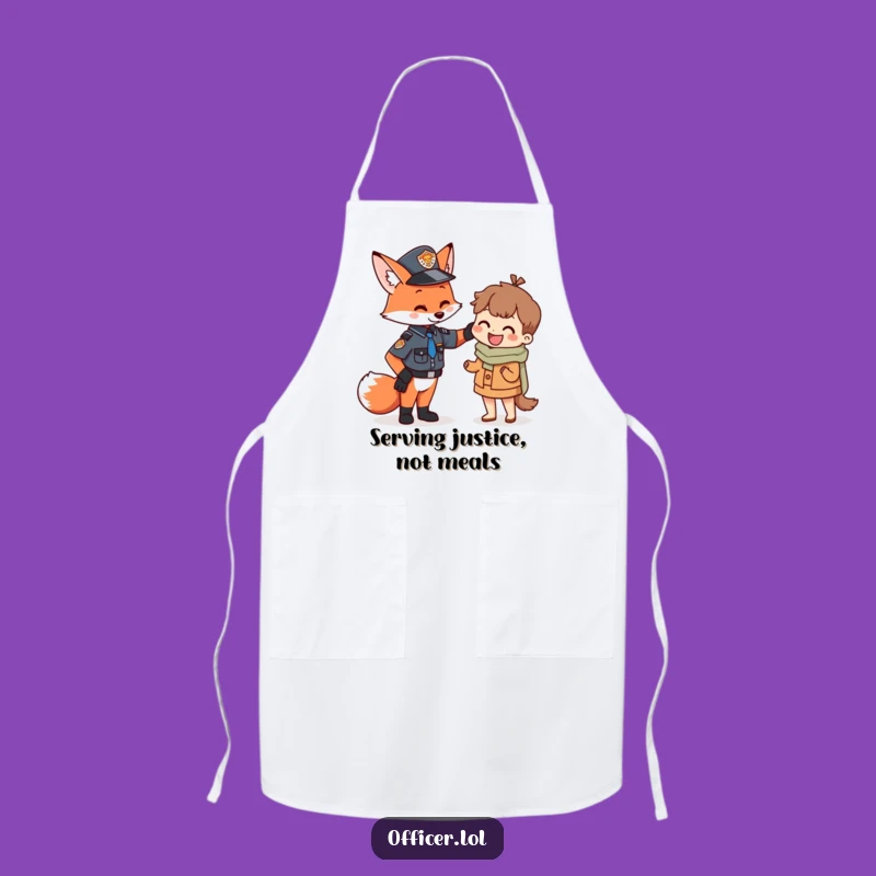 Funny Fox Officer Apron: Cook with Kindness and a Smile