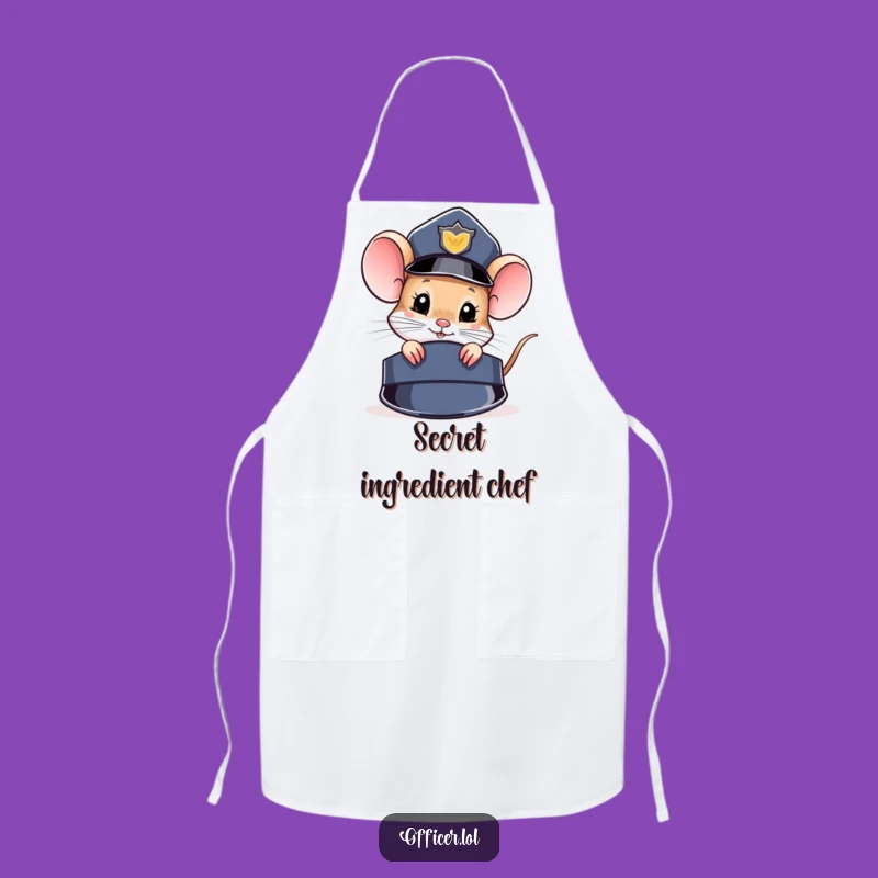 Funny Mouse Cop Hat Apron: Cook with Curiosity and Detective Style