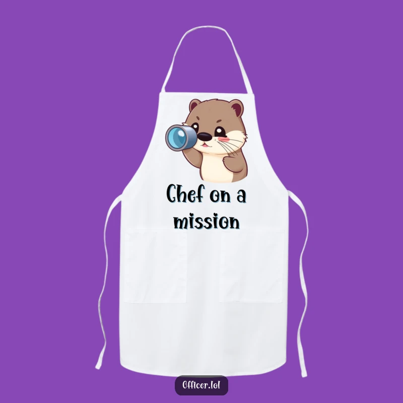 Funny Otter Spyglass Apron: Explorer Chef Wear, Humorous Kitchen Gift