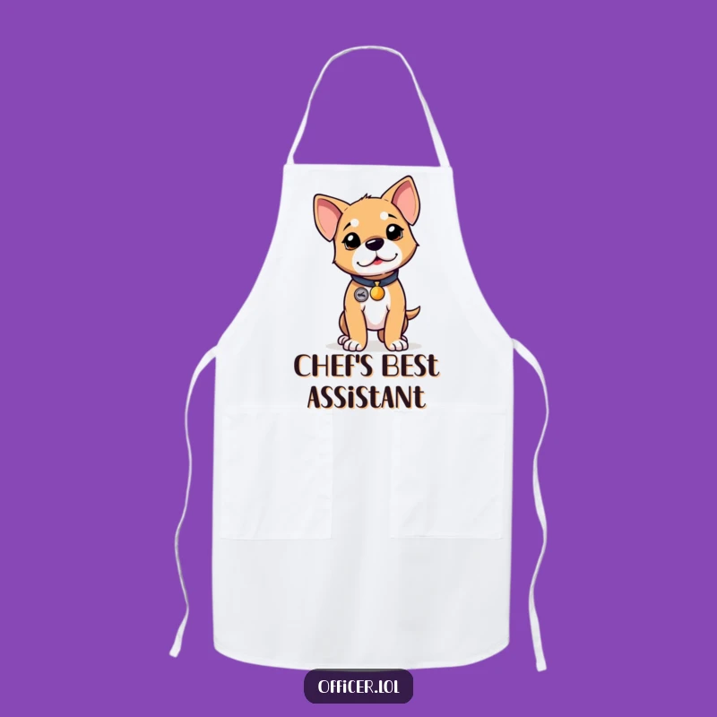 Funny Puppy Badge Apron: Determined Kitchen Hero, Perfect Humorous Kitchen Gift