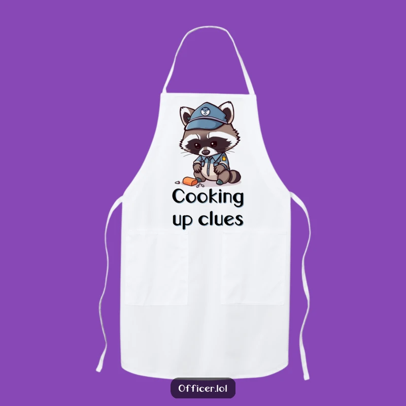 Funny Raccoon Officer Apron - Kitchen Investigations with Curious Cheer