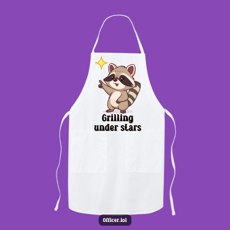 Funny Raccoon Star Apron: Pointer Chef Wear, Humorous Kitchen Gift