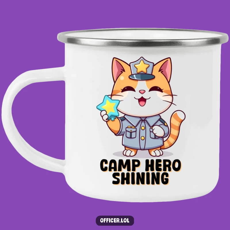 Funny Cat Camping Mug: Happy Badge Holder Drinkware for the Road