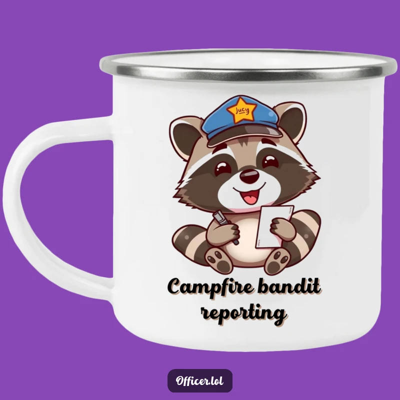 Funny Raccoon Officer Camping Mug: Enjoy Your Adventure with Enthusiasm