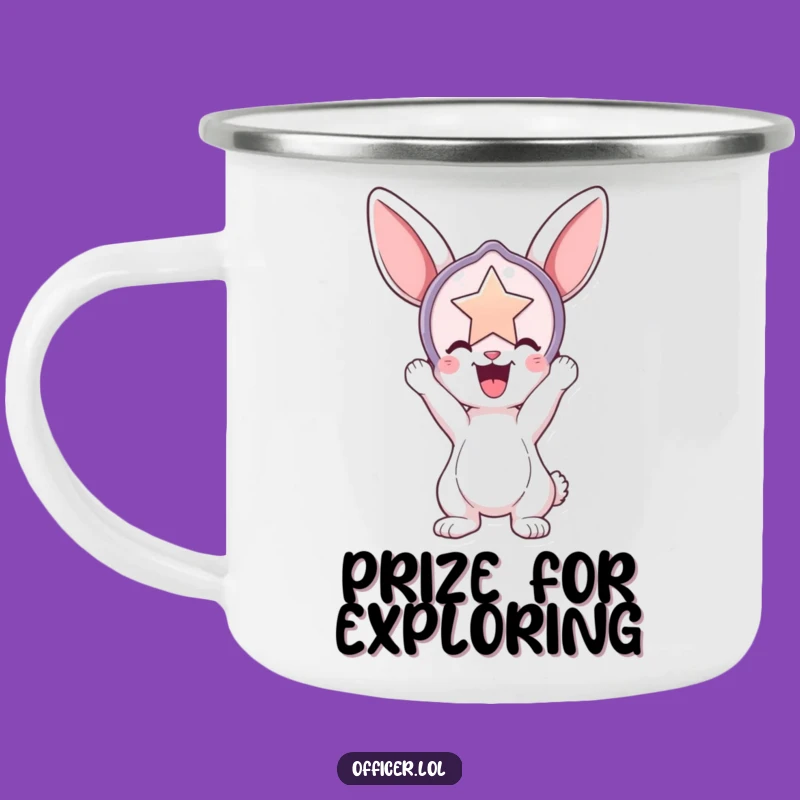 Funny Bunny Badge Camping Mug: Heroic Adventures, Hilarious Style, Great Gift