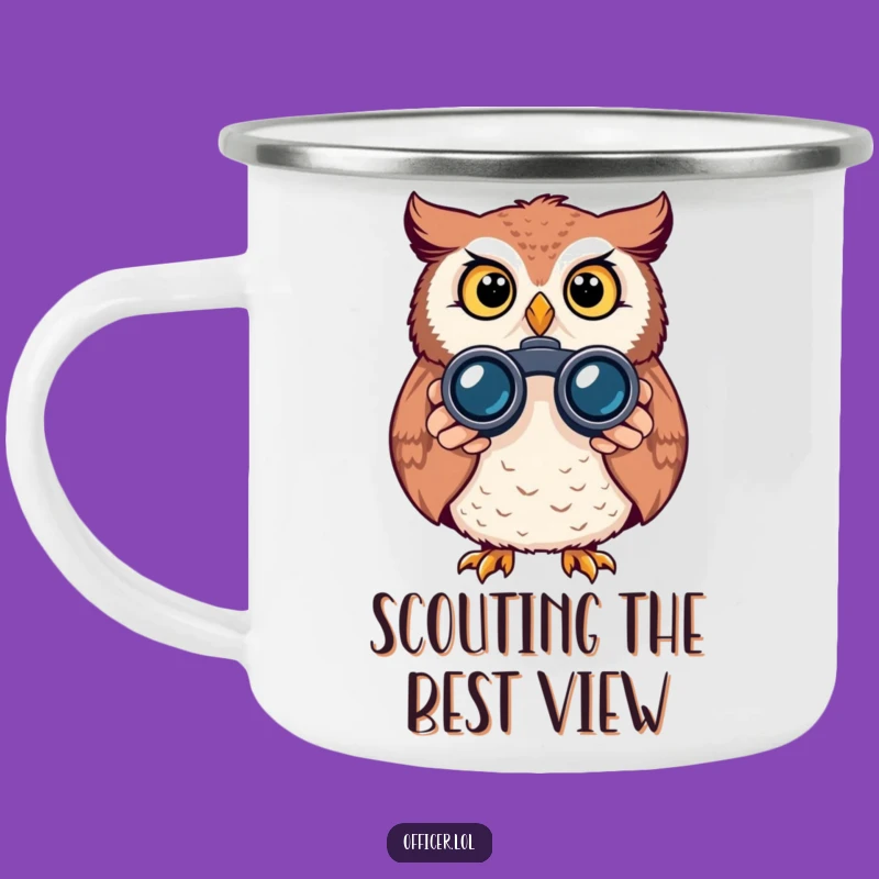 Funny Owl Binoculars Camping Mug: Alert Outdoor Explorer's Drinkware, Great Gift