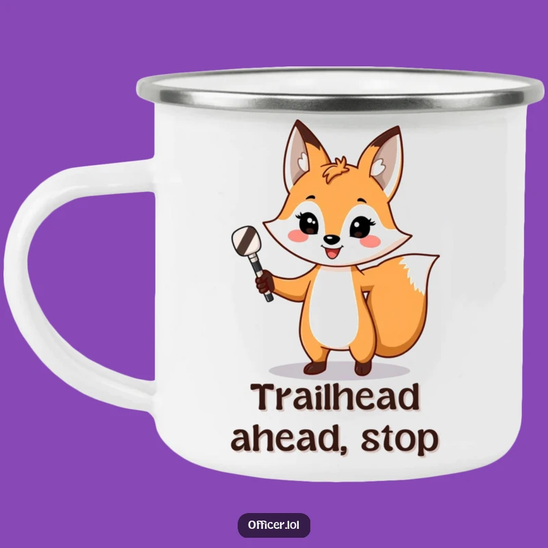 Funny Fox Traffic Director Camping Mug: Confident Outdoor Control Drinkware, Great Gift