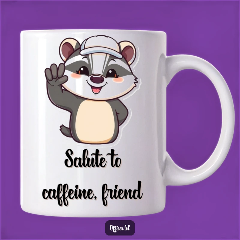 Funny Badger Salute Mug: Jovial Animal Saluting, Perfect Humorous Gift!