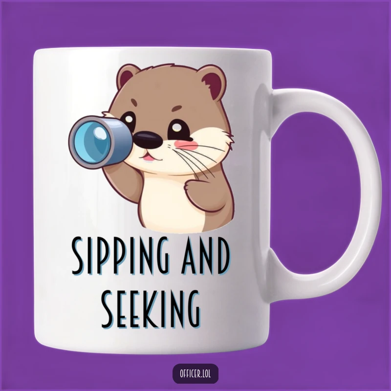 Funny Otter Spyglass Mug: Joyful Explorer Character, Perfect Adventure Gift