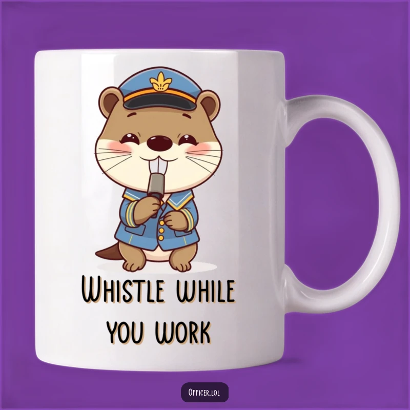 Funny Otter Whistle Mug: Playful Uniformed Officer Gift for Grins