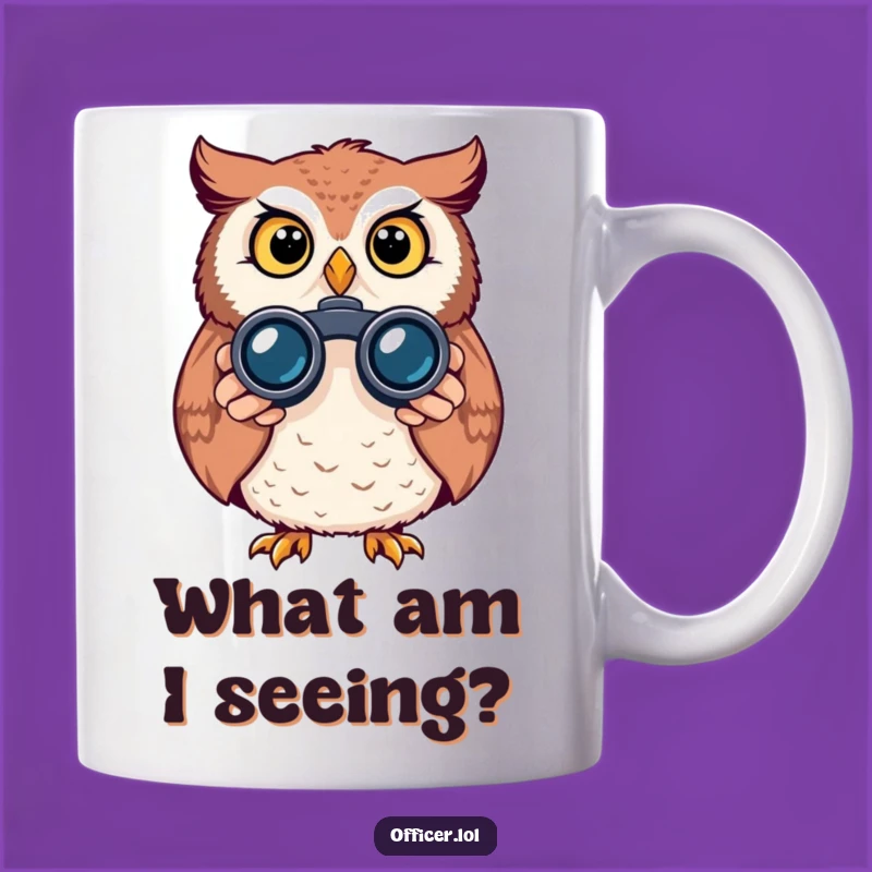 Funny Owl Binoculars Mug: Alert, Curious Bird Watching Gift for Bird Lovers
