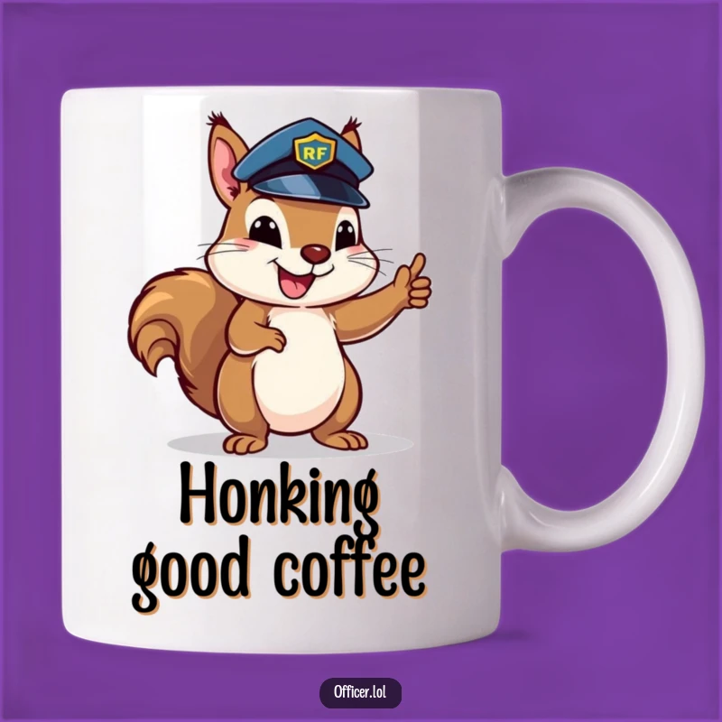 Funny Squirrel Traffic Cop Mug - Hilarious Gift for Organized Humor Lovers