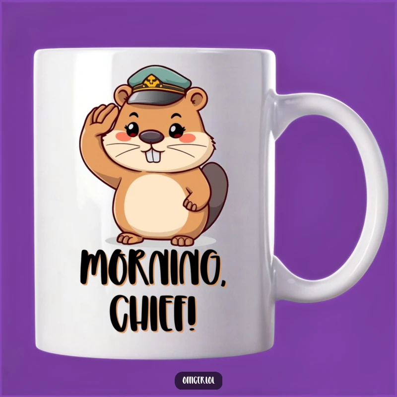 Funny Beaver Salute Mug: Determined Grin, Tiny Cap - Perfect Gift for Wildlife Lovers