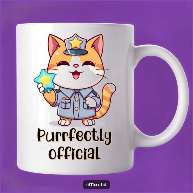 Funny Cat Badge Mug: Happy Officer Gift for Proud Pet Parents