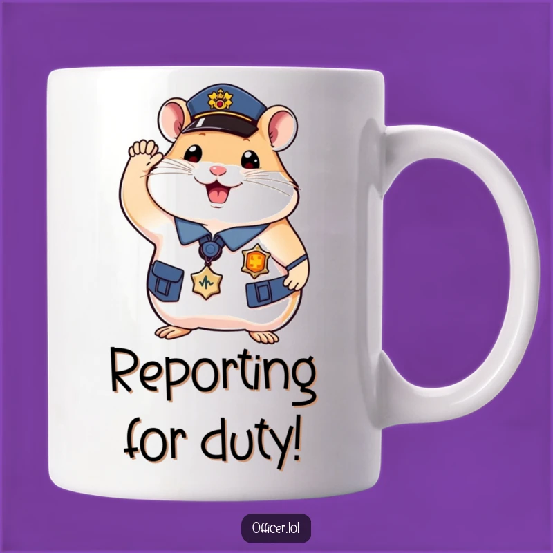 Funny Hamster Officer Mug - Salute to Cuteness, Perfect Gift for Law & Order Fans