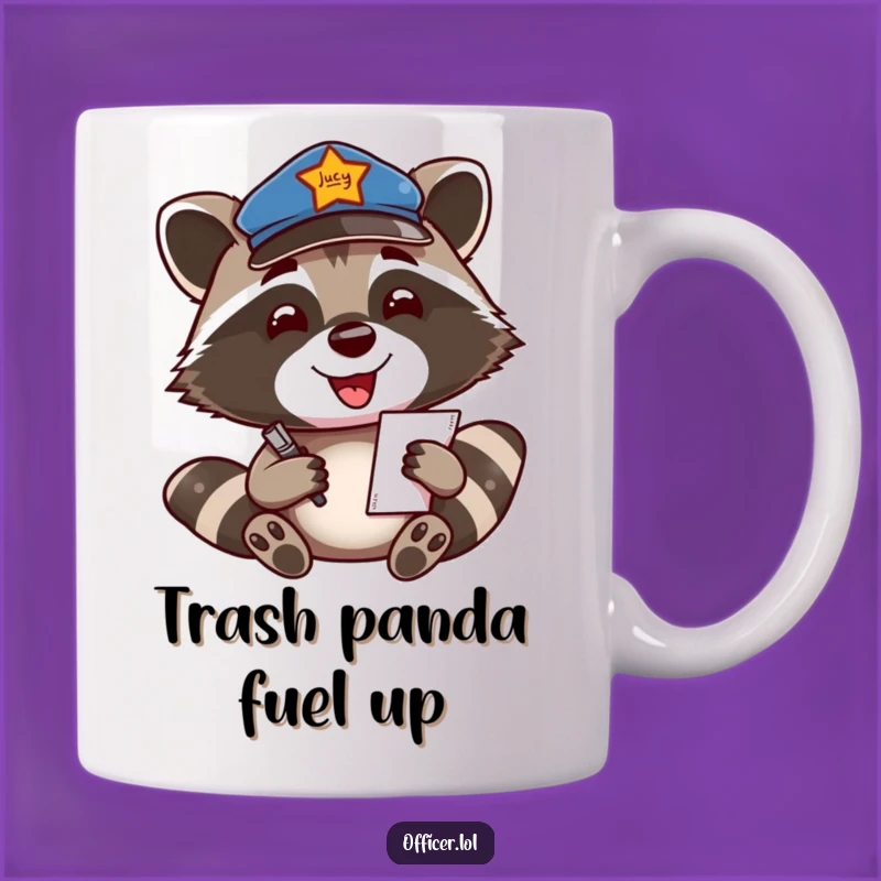 Funny Raccoon Officer Mug: Enthusiastic Ticket Writer with a Smile Gift