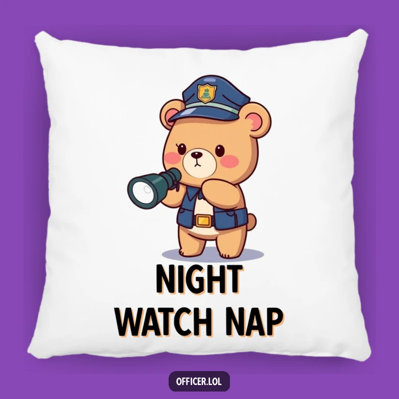 Funny Police Bear Pillow: Cozy Comfort with a Brave Officer's Smile