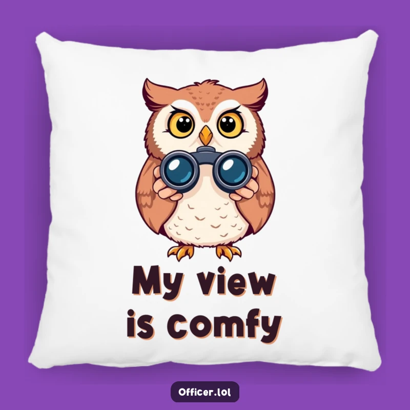 Funny Owl Binoculars Pillow: Cozy Alert Cushion, Perfect Humorous Home Gift
