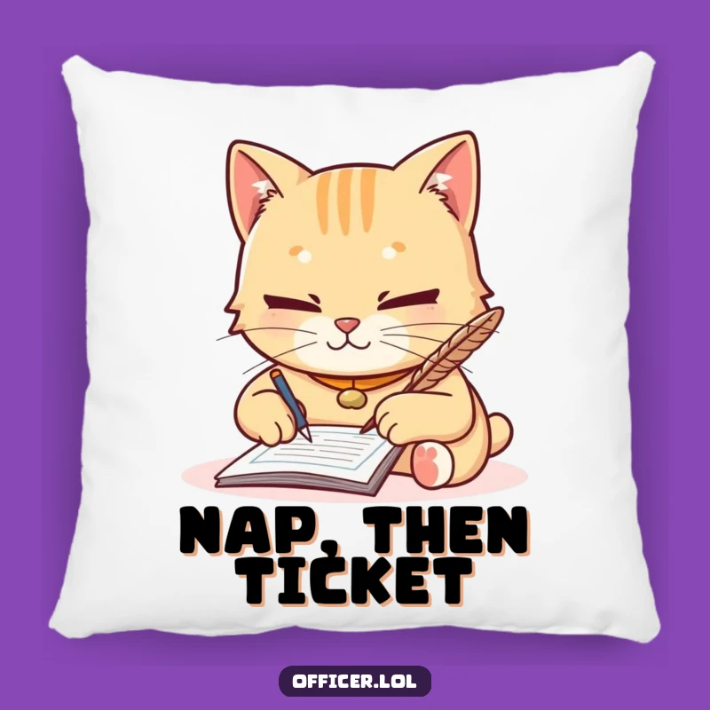 Funny Cat Comfort Pillow - Diligent Writer Character, Comfy & Hilarious Gift