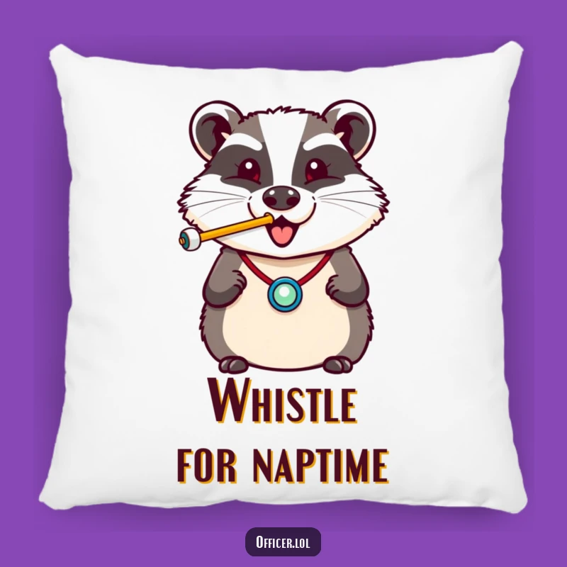 Funny Badger Whistle Pillow: Cozy Up with a Cheerful Officer, Soft Funny Gift!