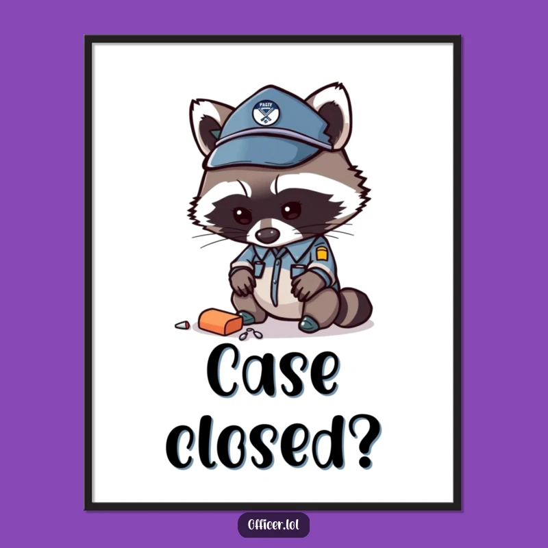 Funny Raccoon Officer Digital Art - Instantly Downloadable & Curious Wall Decor