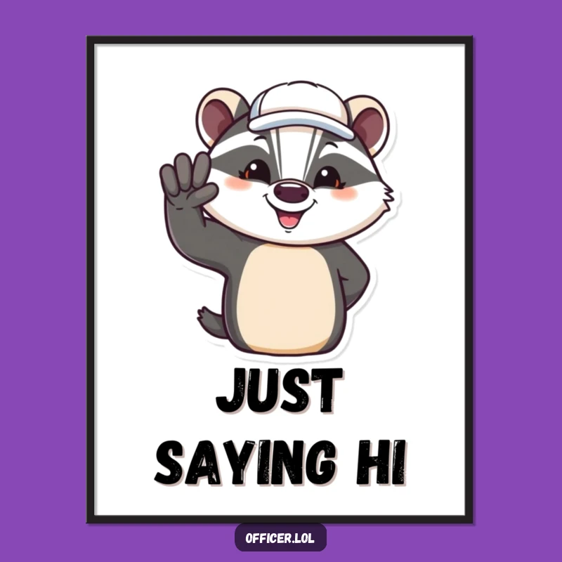 Funny Badger Salute Digital Art: Jovial Design, Perfect Humorous Gift Print!