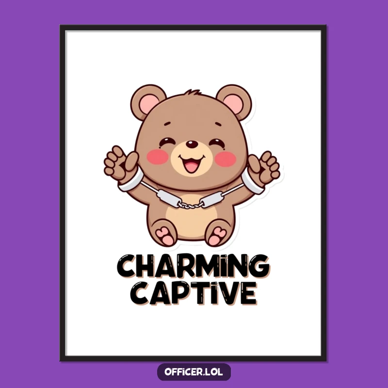 Funny Bear Handcuffs Digital Art - Instant Cute Decor