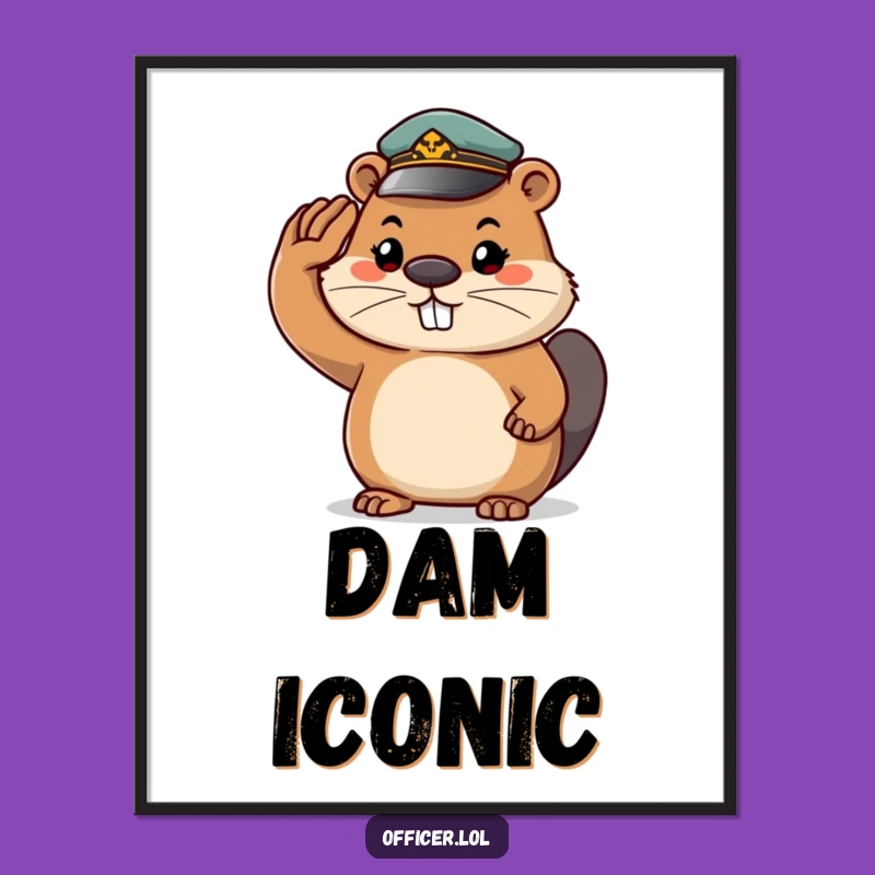 Funny Beaver Salute Digital Art: Determined Character Download - Hilarious Wall Art Gift