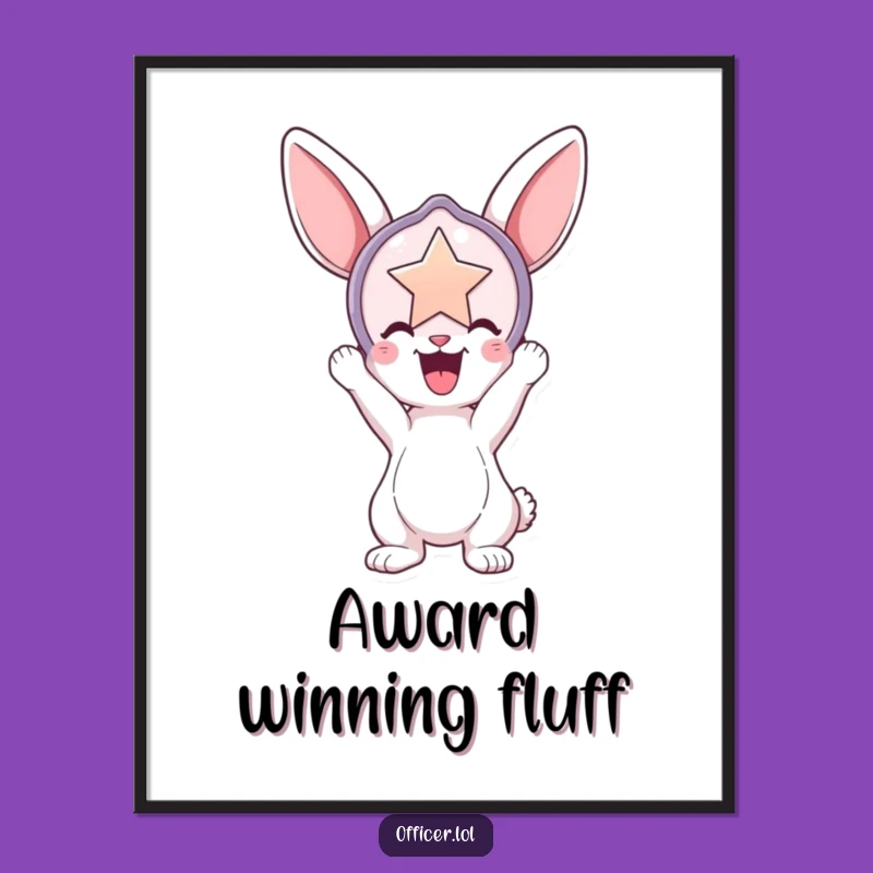 Funny Bunny Badge Digital Art: Heroic Decor, Hilarious Print, Perfect Gift