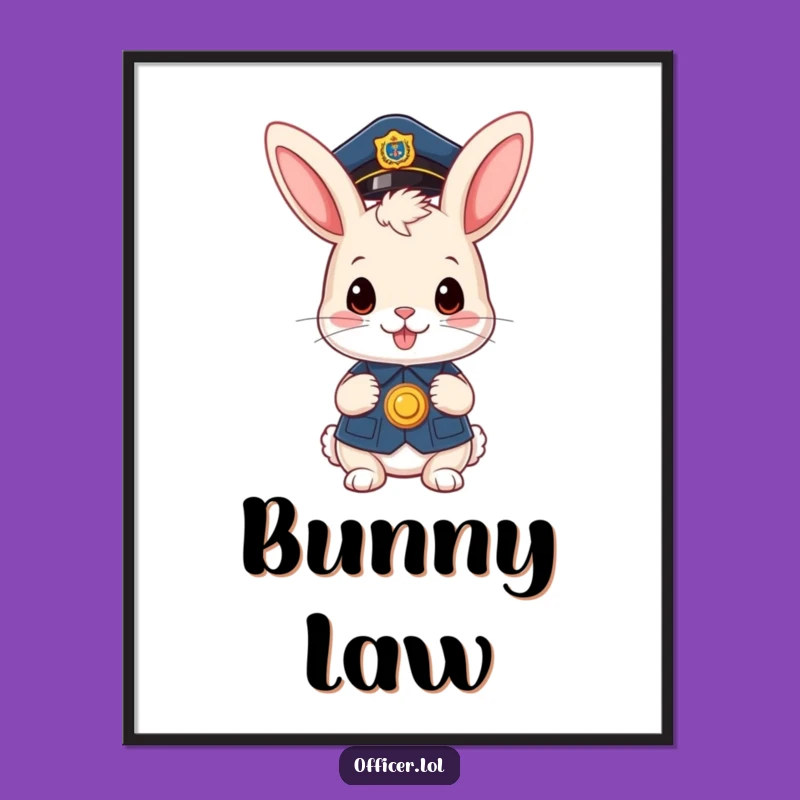 Funny Bunny Officer Digital Art: Instant Cuteness and Charm for Your Walls!