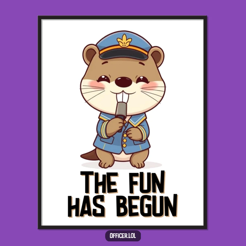 Funny Otter Digital Art: Playful Whistle Blower Decor for Fun Homes