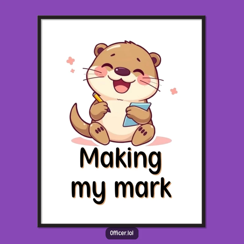 Funny Otter Note-Taking Digital Art: Instant Download of Busy Otter Art