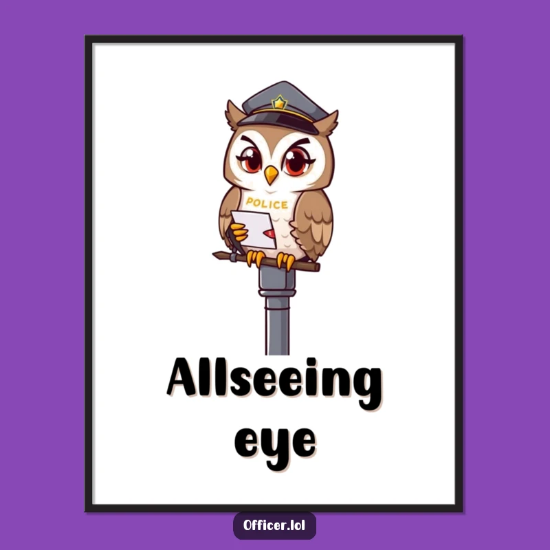 Funny Owl Officer Digital Art - Instantly Downloadable & Wise Wall Decor