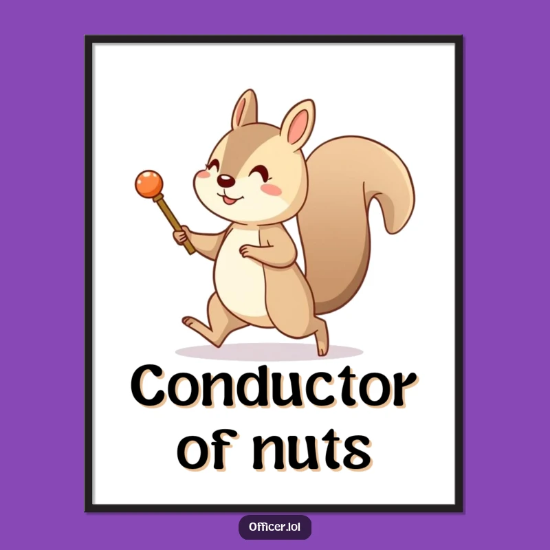 Funny Squirrel Marching Art Print: Cheerful Baton Download, Instant Funny Gift