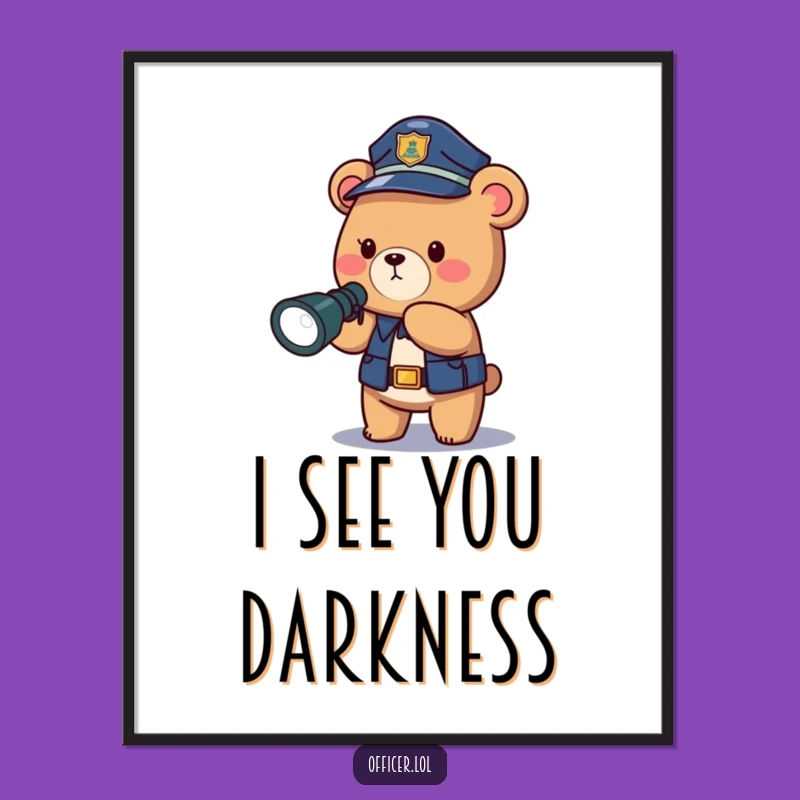 Funny Police Bear Digital Art: Brave Officer's Illuminated Scene