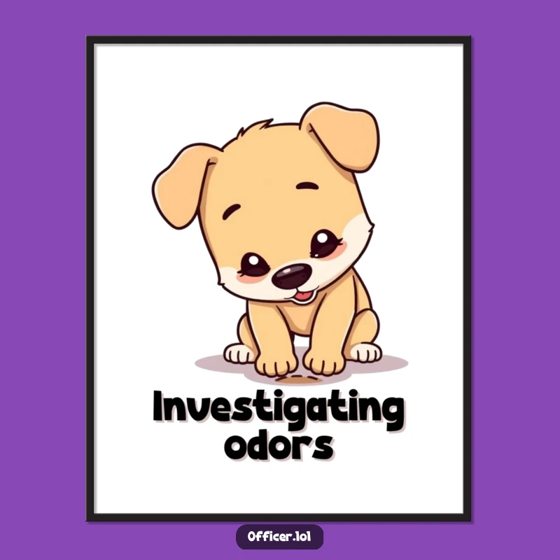 Funny Dog Detective Digital Art: Instant Humorous Canine Investigator Print