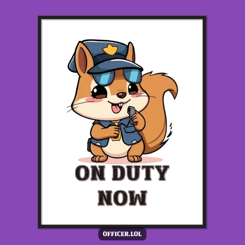 Funny Squirrel Officer Digital Art - Instantly Downloadable & Determined Wall Decor