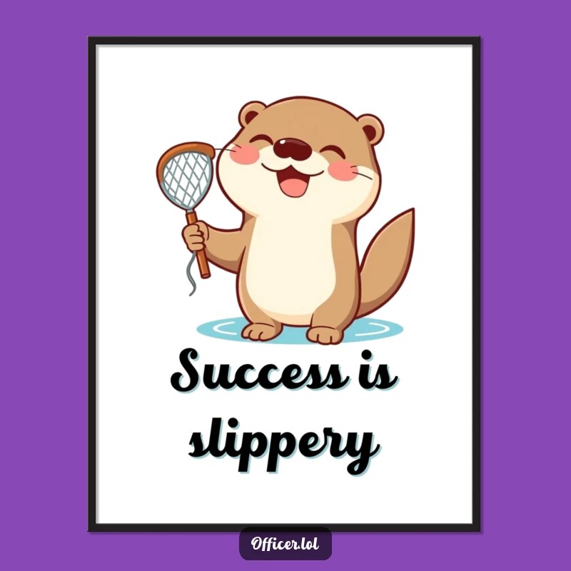 Funny Otter Catch Digital Art Print: Decorate with Joyful Triumph and Instant Cheer