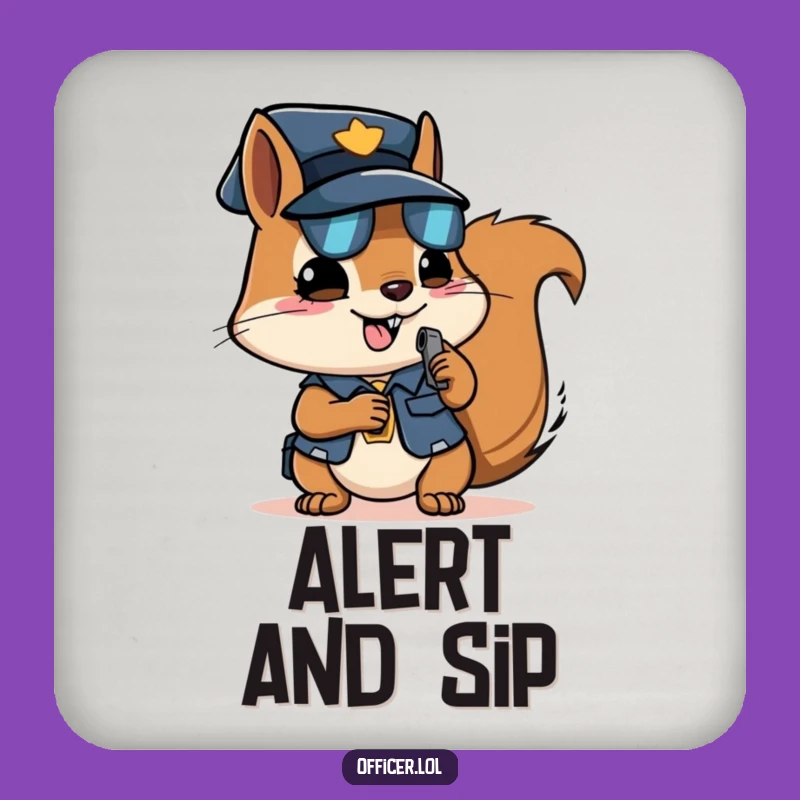 Funny Squirrel Officer Coasters (Set of 4) - Protect Surfaces with Determined Charm