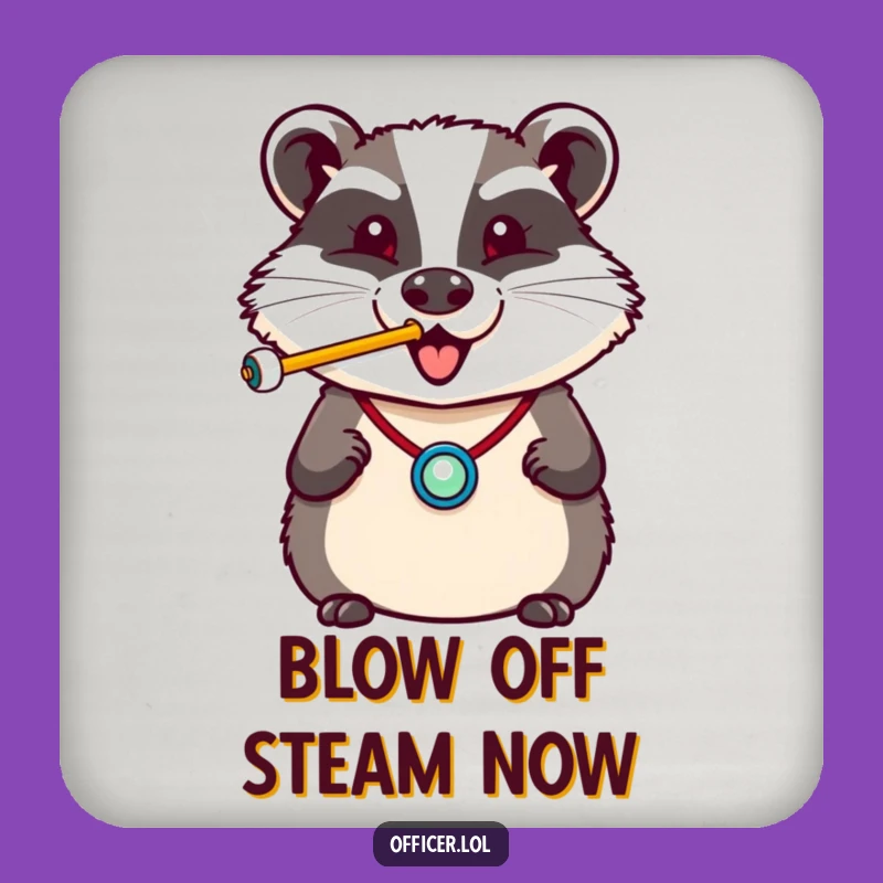 Funny Badger Whistle Coaster: Protect Surfaces with a Cheerful Officer, Quirky Funny Gift!