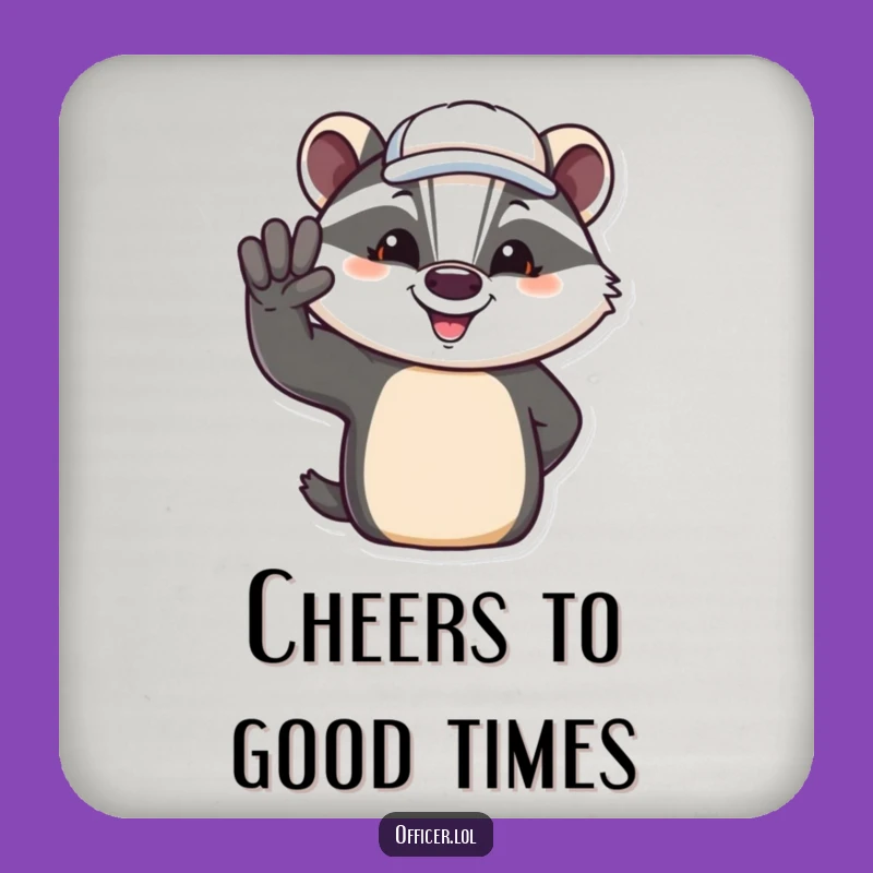 Funny Badger Salute Coasters: Protect Surfaces with Humorous Charm!