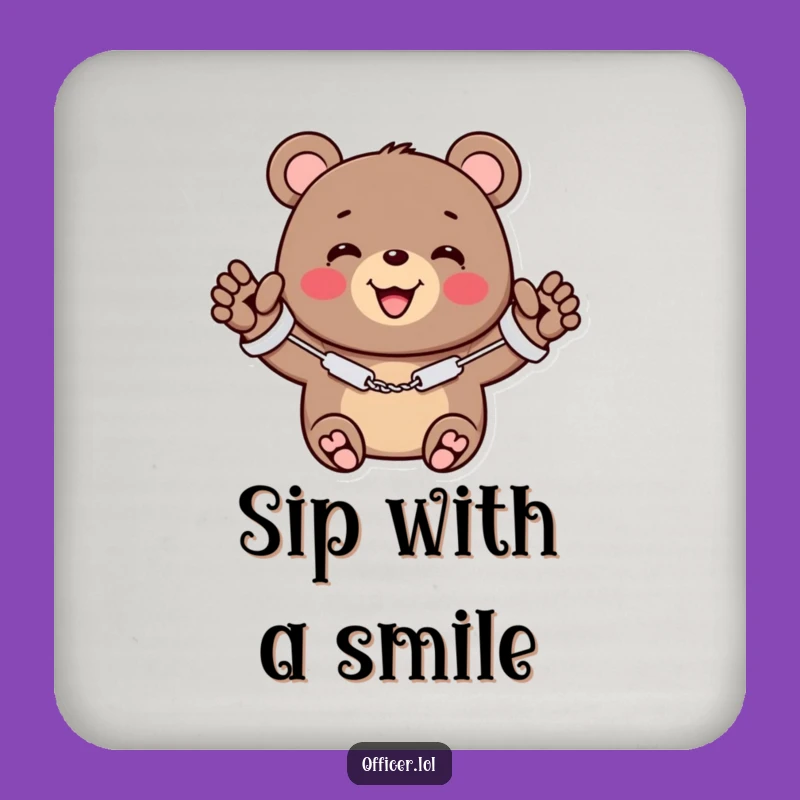 Funny Bear Handcuffs Coaster Set - Protect Surfaces with Charm