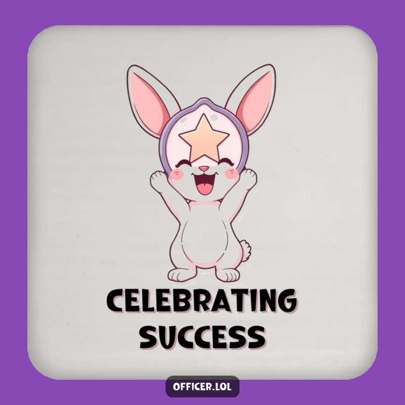 Funny Bunny Badge Coaster: Protect Surfaces, Hilarious Art, Perfect Gift