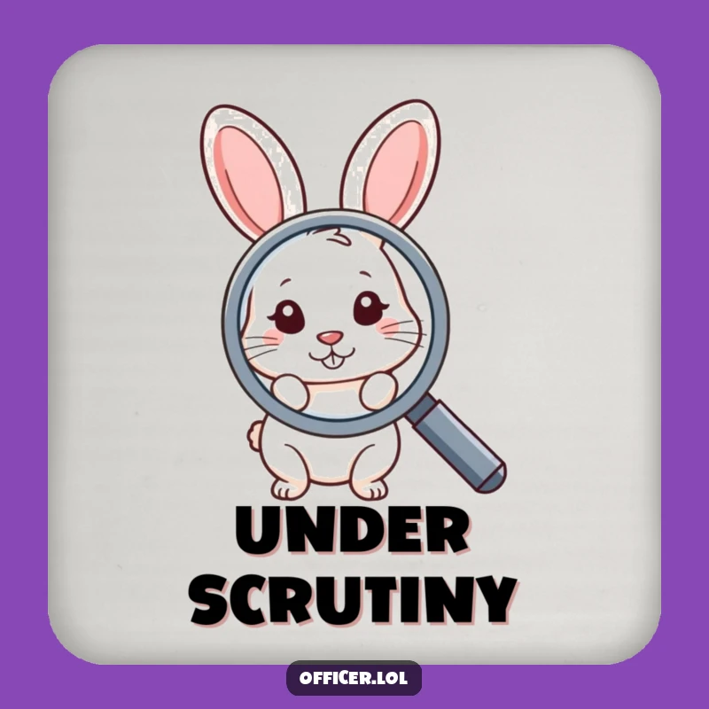 Funny Drink Coaster: Shy Rabbit with Magnifying Glass - Protect Surfaces!