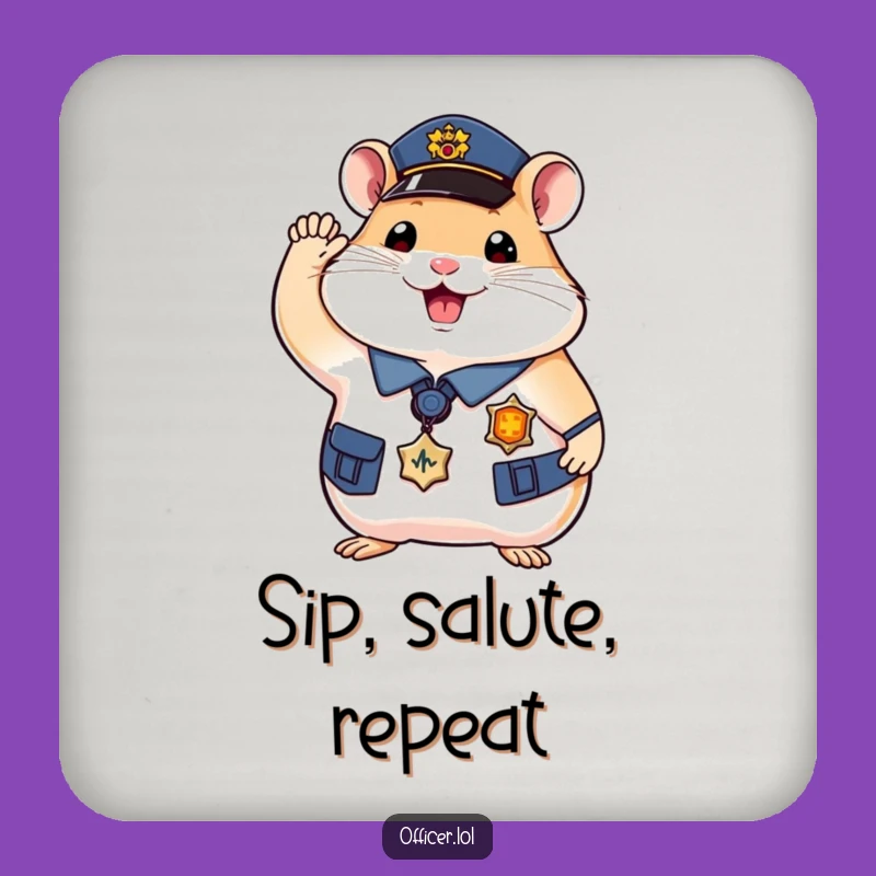 Funny Hamster Officer Coasters (Set of 4) - Protect Surfaces with Lawful Charm