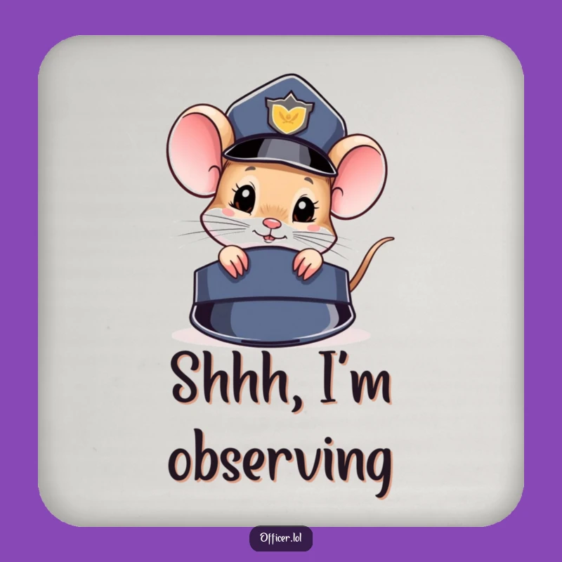 Funny Mouse Cop Hat Coaster: Protect Surfaces with Curious Investigation