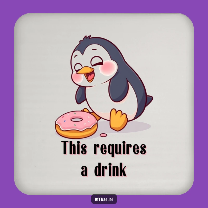 Funny Penguin Donut Coaster: Protect Drinks with Clumsy Charm